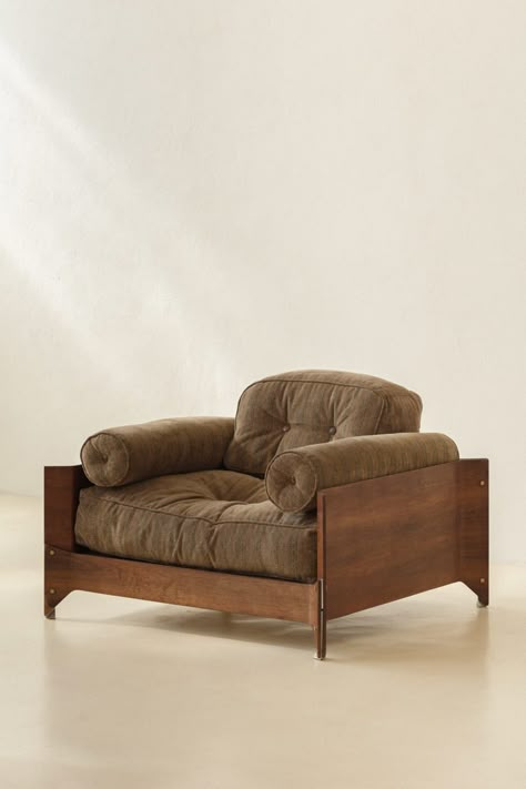 Diy Armchair, Unique Chairs, Sofa Bar, Sofa And Armchair, Midcentury Furniture, Designer Sofa, Sofa Chairs, Wood Detail, Armchair Design