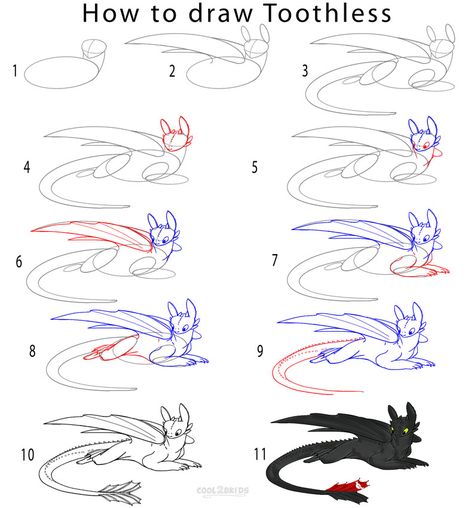 How to Draw Toothless Step by Step How To Draw Toothless, Toothless Flying, Toothless Drawing, Drawing Dragons, Ako Kresliť, Dragon Toothless, Dragon Drawings, Toothless Dragon, Light Fury