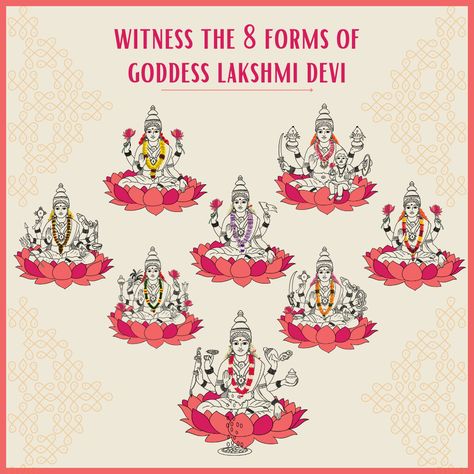 Behold the Divine Radiance of Ashtalakshmi's! 🌟✨🙏 Enchanting and graceful, the eight forms of Lakshmi, known as Ashtalakshmi's, symbolize the embodiment of wealth, prosperity, and auspiciousness. From Adi Lakshmi, the primordial source of all creation, to Dhairya Lakshmi, the bestower of courage and strength, each form brings unique blessings into our lives. Let us honor and embrace the blessings of Ashtalakshmi's, as their divine grace guides us towards abundance and fulfillment. 🕉️💫 #Ashta Ashtlaxmi Image, Adi Lakshmi Goddess, Asta Lakshmi Photos, God Drawings, Ma Lakshmi, Ashta Lakshmi, Lakshmi Photos, Varalakshmi Vratham, Golu Dolls