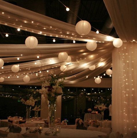 100-400LED String Fairy Lights Warm White - Etsy String Lights And Balloons, Engament Party Themes, Outdoor Quinceanera Ideas Decoration, Fairy Light Party, Fairy Lights Wedding Reception, Fairy Light Wedding, Whimsical Wedding Ideas, Prom Committee, Wedding String Lights