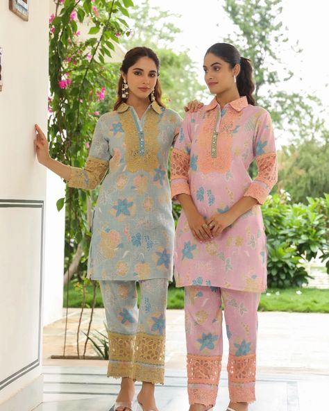 🌸 Bloom in style with our stunning Floral Co-ord Set, adorned with elegant lace detailing! This Pure cotton kurta set perfectly blends comfort with chic, making it a must-have for your wardrobe. Whether it's a casual day out or a brunch with friends or a fun day at the office, this outfit guarantees you’ll turn heads. Also Do You Know the best part of this? Comes with pockets!💞🎉 ✨ Shop now and embrace the floral trend with a touch of lace! DM us for details/ visit our website for order. ... Cotton Kurta Set, Co Ords Outfits, Floral Trends, Cotton Kurta, Co Ords, Fun Day, Co Ord Set, Kurta Set, Co Ord