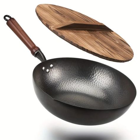 Wok Pan Woks Stir Fry Pans Carbon Steel Wok Flat - Temu Carbon Steel Wok, Wok Pan, Woks, Induction Cooktop, Gas And Electric, Cooking Oil, Frying Pan, Pots And Pans, Womens Clothing Sizes