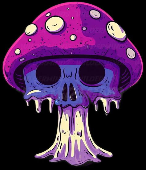 Skull Mushroom Art, Mushroom With Face, Mushroom Flash, Skull With Mushrooms Drawing, Skulls With Mushrooms, Skull Tshirt Design, Mushroom Skull, Trippy Skull, Skull Trippy