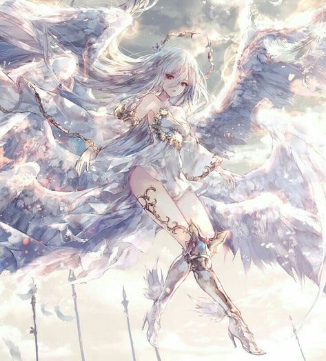 Girl With White Hair, Japon Illustration, Anime Warrior, Arte Fantasy, 판타지 아트, Anime Angel, Anime Artwork, An Anime, White Hair