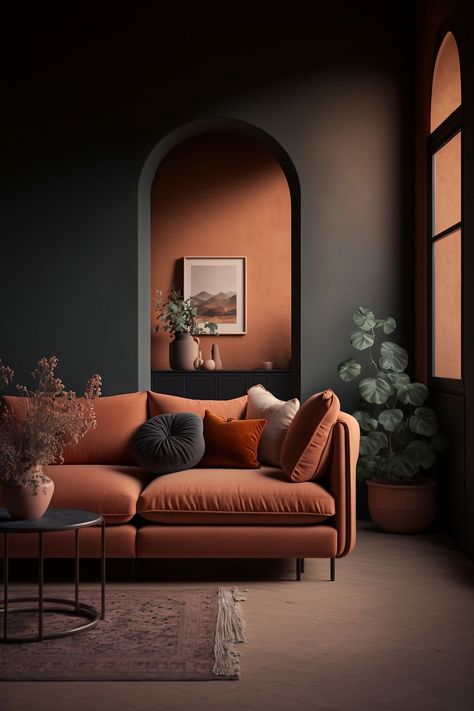 Terracotta Living Room, Cosy Living Room, Interior Bedroom, Patio Interior, Living Room Green, Art Prompts, Telegram Channel, Living Room Inspo, Minimalist Living