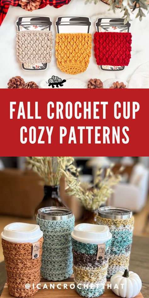 Free Mug Cozy Crochet Pattern, Crochet Iced Coffee Cozy Pattern Free, Crochet Cup Coozie Pattern, Easy Crochet Cup Cozy Free Pattern, Crochet Cup Cozy Free Pattern Coffee Sleeve, Knitted Cup Cozy, Crochet Cup Sleeve Free Pattern, Coffee Cup Cozy Crochet Pattern Free, Crochet Mug Cozy Free Pattern