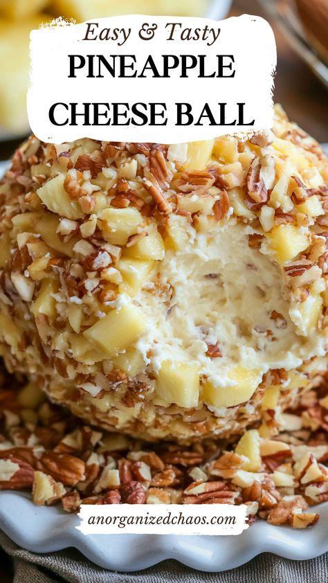 🌟 Pineapple Cheese Ball Recipe 🌟 A perfect blend of creamy cheese, tangy pineapple, and crunchy pecans, this easy-to-make Pineapple Cheese Ball is the ultimate appetizer for holidays, parties, or any gathering! Impress your guests with this sweet and savory crowd-pleaser. 🧀🍍✨ #CheeseBallRecipe #PineappleCheeseBall #EasyAppetizers #HolidayRecipes #PartyFoodIdeas Pineapple Cheese Ball, Pineapple Cheese, Cheese Ball Recipe, Salty Treats, Cheese Ball Recipes, Crunchy Pecans, Crushed Pineapple, Creamy Cheese, Easy Dessert Recipes