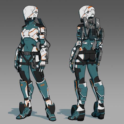 Armored Space Suit, Space Suits Concept Art, Cyberpunk Space Suit, Sci Fi Suit Concept Art, Futuristic Space Suit Concept Art, Mecha Armor Suits, Space Suit Character Design, Future Space Suit, Mecha Suit Design