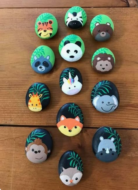 Animal Rocks Painted Ideas, East Rock Painting Ideas, Rock Art Animals, Stone Painting Animals, Cute Painted Rocks, Aesthetic Rock Painting Ideas, Rocks Decoration, Animal Painted Rocks, Cute Rock Painting