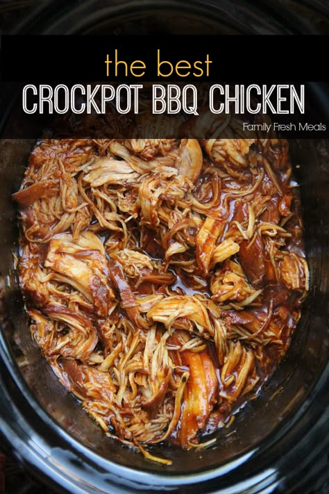 30 Easy Crockpot Recipes - The Best Crockpot BBQ Chicken -- FamilyFreshMeals.com -- Delicious Crockpot Chicken, Crockpot Recipes For 6 People, Chicken Barbecue Recipes Crock Pot, Barbq Chicken Crockpot, Bq Chicken Crockpot, Crockpot Chicken Potluck Recipes, Chicken Strip Recipes Crockpot, Easy Summer Slow Cooker Recipes, Bar B Que Chicken Crockpot Slow Cooker