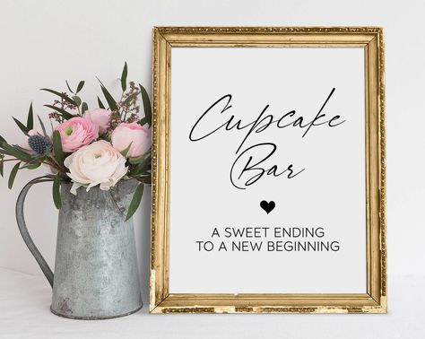 Wedding Cupcake Table, Cupcake Quotes, Cupcake Bar, Cupcake Table, Quote Signs, Unplugged Wedding, Digital Signs, Modern Minimalist Wedding, Ceremony Signs