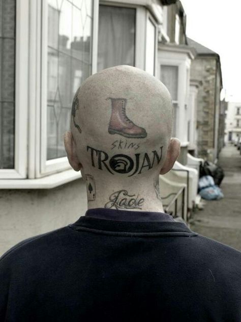 Skinhead Tattoos, Boys Boots, Body Mods, Short Hair, Baseball Hats, Short Hair Styles, Tattoos, Skin, Hats