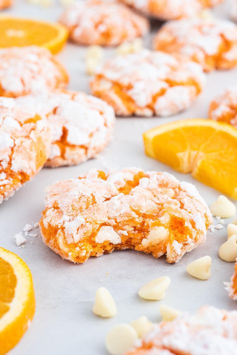 creamsicle cookies hero image Orange Creamsicle Dessert, Creamsicle Cookie Recipe, Creamsicle Dessert, Orange Creamsicle Cookies, Creamsicle Cookies, Creamsicle Milkshake, Wishes And Dishes, Cake Mix Cookie, Creamsicle Cake