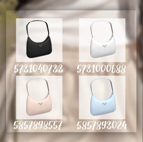 White Bag Codes Bloxburg, Purse Codes For Bloxburg, Purse Berry Avenue Code, Bloxburg Purse Codes, Bloxburg Purse Code, Bloxburg Sunglasses Code, Bloxburg Codes For Accessories, Bloxburg Necklace Code, Bloxburg Shoes Codes