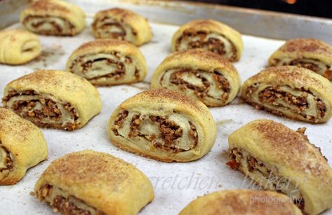 Pecan Pie Rugelach - Gretchen's Vegan Bakery Rugalah Recipe, 12 Days Of Christmas Cookies, Rugelach Cookies, Rugelach Recipe, Pecan Pie Filling, Vegan Baked, Vegan Candies, Vegan Bakery, Roasted Pecans