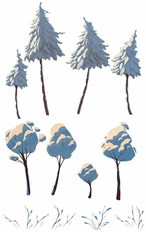 Winter Backgrounds, Concept Art Tutorial, Winter Background, Background Drawing, Arte Sketchbook, Tree Illustration, Digital Painting Tutorials, Environment Concept Art, Digital Art Tutorial