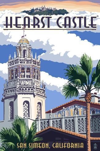 size: 18x12in Art Print: Hearst Castle - Tower - San Simeon, CA by Lantern Press : Artists City Posters, State Posters, San Simeon, Hearst Castle, Scrapbooking Templates, Travel Post, Castle Tower, Retro Travel Poster, Table Names