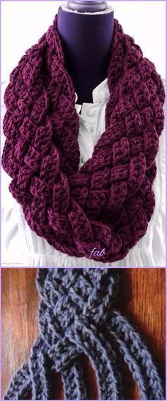 Crochet Braided Scarf Free Patterns - Crochet Easy Woven Scarf Cowl Free Pattern Braided Infinity Scarf Crochet, Infinity Scarf Crochet Free Pattern, Crochet Hoodies, Ladder Braids, Crocheted Scarves, Waterfall Braids, Scarf Ideas, Crochet Scarfs, Braided Scarf