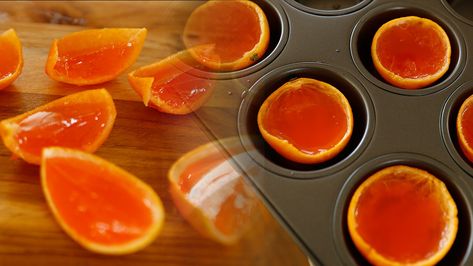 Clementine Aperol Spritz Jell-O Shots Recipe Jell O Shots Recipe, Jell O Shots, Hand Juicer, Shot Recipes, Jell O, Jello Shots, Wine Cocktails, Aperol Spritz, Muffin Pan