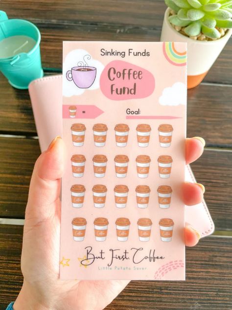 Need that morning coffee but want to have it guilt free? Use this coffee sinking fund savings challenge to help your each you save and budget. Each time you contribute money, mark it off! Insert these into your budget binders when you cash stuff! Visit my Etsy shop. Fits in A6 Budget binders. #budgetbinder #savingschallenge #a6budgetbinderinsert #savings #moneytracker #sinkingfunds #cashenvelope #moneychallenge #savemoney #budgeting Money Tracker, Sinking Fund, A6 Binder, All Currency, Spar Challenge, Money Challenge, Cash Envelope, Sinking Funds, Budget Binder