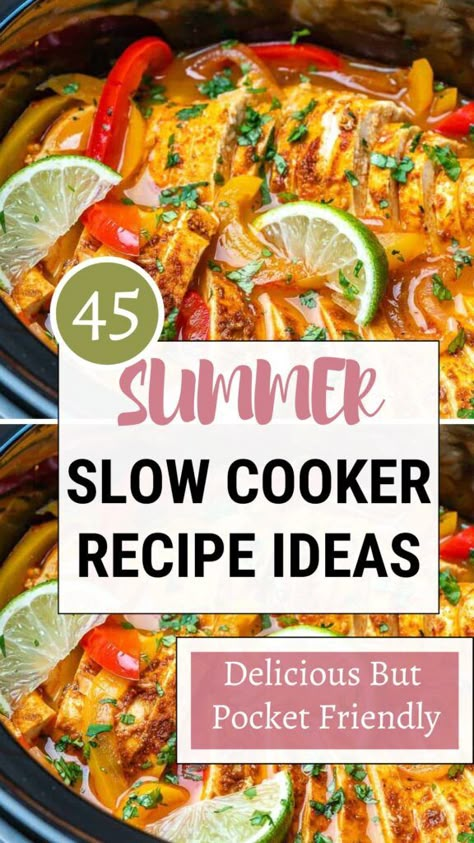 Summer crockpot recipe ideas- SUMMER crockpot dinner recipes, chicken and beef recipes, breakfast recipes, dinner recipes crockpot, healthy crockpot recipes, easy crockpot dinners, summer slow cooker recipes, cooker recipes, healthy recipes, make these recipes in 10 minutes (2024). #summer #crockpot #recipes Slow Cook Crockpot Meals, Crockpot Quick Recipes, Healthy Yummy Crockpot Meals, Crockpot Dinner Summer, Full Crockpot Meals, Summer Healthy Crockpot Recipes, Crock Pot Dinners For Summer, Summer Soup Recipes Slow Cooker, Easiest Slow Cooker Recipes