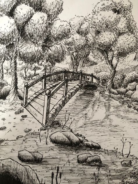 Scenaries Drawing Sketches, Pen Sketch Landscape, Forest Landscape Drawing, Pencil Sketches Landscape, Drawing Landscapes, Plant Sketch, Space Art Wallpaper, Abs Art, Tree Drawings