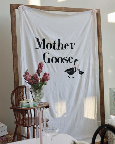 Silly Goose Baby Shower Decor, Vintage Theme Baby Shower Ideas, Goose Baby Shower Theme, Goose Themed Baby Shower Ideas, Storybook Baby Shower Theme Decoration, Goose Baby Shower Ideas, Mother Goose Baby Shower Ideas, Silly Goose Baby Shower Theme, Spring Baby Shower Themes For Boys