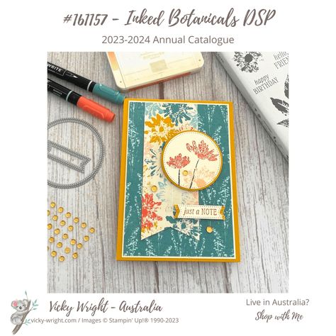 Inked Botanicals DSP #2 Most Recent Stampin Up Cards, Inked Botanicals Dsp, Designer Paper Cards, Dsp Cards, Easy Cards, Decorated Envelopes, Homemade Birthday Cards, Stampin Up Catalog, Hello Cards