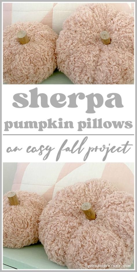 This DIY Sherpa Pumpkin Pillow is so easy to make! You don't need a sewing machine and they take about 30 minutes from start to finish! Diy Fabric Pumpkin Pillow, Sherpa Pillow Decorative Pillows, Diy Sherpa Pumpkin Pillow, Diy Pink Pumpkin Decor, Sherpa Pumpkins Diy, Pumpkin Pillow Decor, Diy Sherpa Pumpkin, Diy Pumpkin Pillow No Sew, Diy Pumpkin Pillow