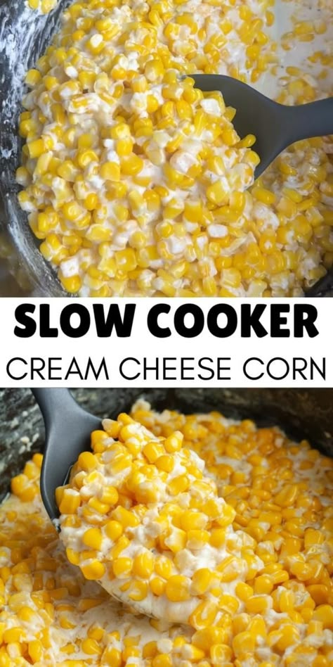 Slow cooker cream cheese corn is a simple, tasty side dish recipe. Made with corn, cream cheese, and a few other simple ingredients, this creamy corn makes a great holiday side dish, potluck dish, and more. Cream Corn Crockpot, Sweet Cream Sauce, Corn Cream, Creamy Corn Casserole, Slow Cooker Creamed Corn, Sweet Corn Recipes, Cream Corn Casserole, Corn Recipes Side Dishes, Cream Cheese Corn