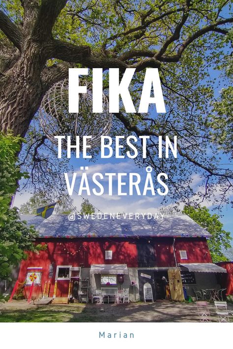 Fika or café place in Sweden Vasteras Sweden, Red Barn House, Having Coffee, How To Make Fire, Old Oak Tree, Old Barns, Red Barn, Oak Tree, The Visitors