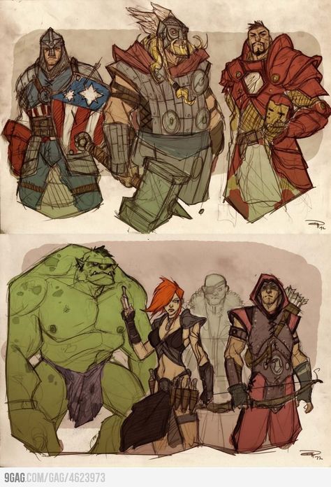 So, this looks sorta like it could be the wow-avengers. Personally black widow should be a blood elf assassin. Comic Collage, Marvel Comics Art, Arte Fantasy, Superhero Art, Comic Book Characters, Comic Heroes, Marvel Dc Comics, Marvel Heroes, Marvel Art