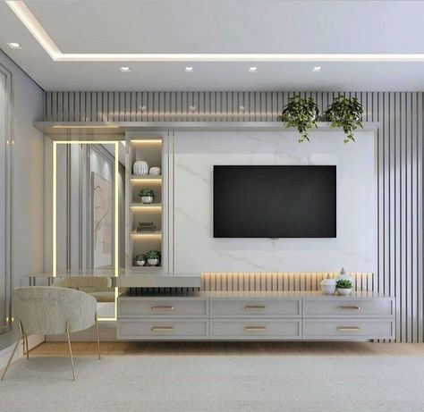 Bedroom Tv Unit Design, Deco Panel, Tv Cabinet Design, Bedroom Interior Design Luxury, Tv Room Design, Living Room Decor Inspiration, Tv In Bedroom, Bedroom Decor Design, Bed Furniture Design