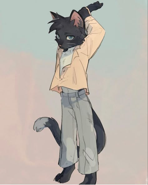 Anthro Cat, Twitter Art, Cat Character, A Guy Who, Cat Drawing, Funky Art, Cute Doodles, Cute Illustration, Art Reference Poses