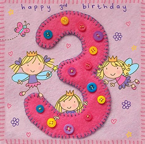 Twizler 3rd Birthday Girl Fairy Princess & Butterfly – 3 Jahre – Age 3 – Birthday Girl Birthday Card – Happy Birthday... Happy 3rd Birthday Girl, Birthday Card For Girl, 3rd Birthday Card, Birthday Verses For Cards, Happy Birthday Writing, Birthday Cards Images, Happy Birthday Princess, Happy Birthday Kids, Old Birthday Cards