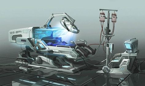 Pene Art SCHOOL Futuristic Hospital, Medical Machine, Future Technology Concept, Sci Fi Props, Spaceship Interior, Virtual Reality Technology, Sci Fi Environment, Education Architecture, Futuristic Art