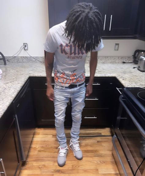 Jordan 3 Outfit Men, Jordan 3 Outfit, Dread Heads, Drippy Fits, Drip Fits, Black Men Fashion Urban, Thug Style, Drippy Outfit, Drip Outfit Men