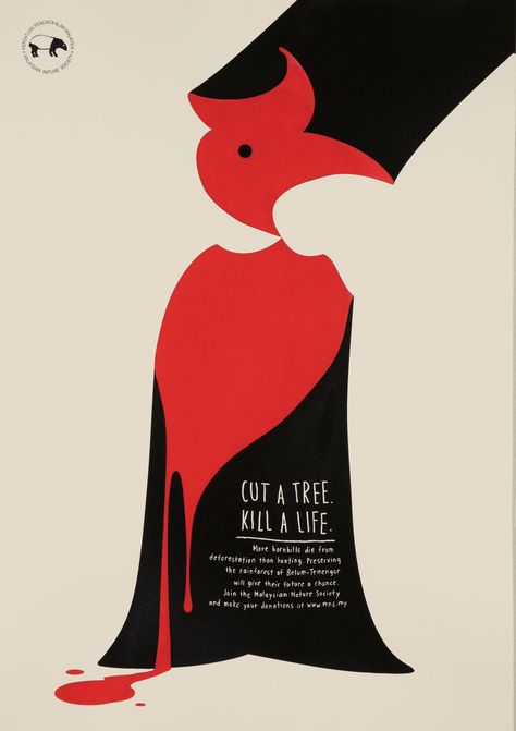 Hornbill Deforestation Poster, Clever Marketing, Environmental Posters, Save The Arctic, Illustration Design Graphique, Woodcut Prints, Awareness Poster, Animal Activist, Silhouette Illustration