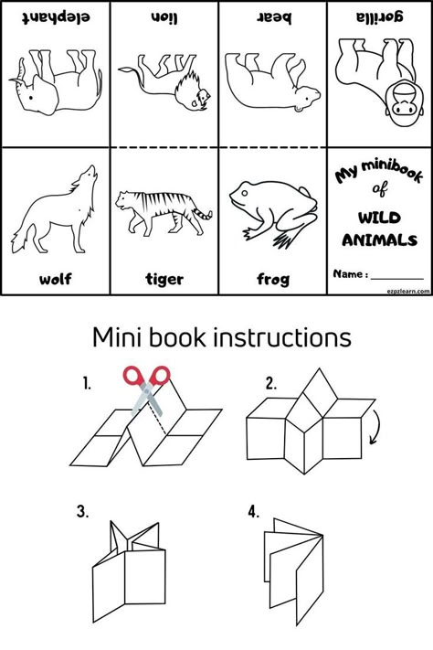 Free Printable Coloring minibook wild animals worksheets for ESL teachers using for kindergarten, preschool and so on you can either download or print directly from our website. Wild Animals Preschool Activities Free Printable, Wild Animals For Preschool, Mini Coloring Book Free Printables, Wild Animals Kindergarten, Wild Animals Activities Preschool, Wild Animals Craft, Mini Books Printable Free, Wild Animals Activities For Kids, Animal Worksheets Preschool