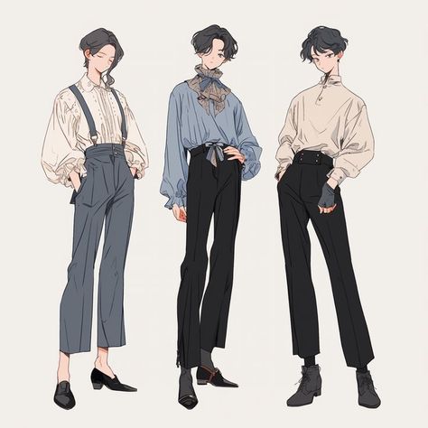 Clothes For Ocs Male, Loose Tie Reference, Male Character Design References Clothes, Cute Male Outfits Drawing, Outfit Designs Male, Outfits For Ocs Male, Male Oc Outfit Ideas, Standing Pose Reference Male, Clothes Design Male