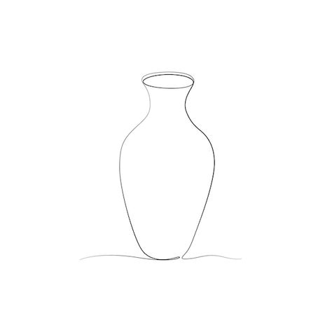 Vase One Line, Vase Outline Drawing, How To Draw A Vase, Vase Art Drawing, Vase Line Drawing, Vase Outline, Vase Wallpaper, Vase Drawing, Vase Illustration