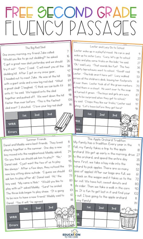 Get our FREE 2nd Grade Fluency / Reading Comprehension Passages and Questions Freebie / Sampler! Reading Comprehension Assessment, Third Grade Comprehension Passages Free, Fluency For 3rd Grade, 2nd Grade Reading Fluency Passages Free, Third Grade Reading Passages Free, 2nd Grade Comprehension Passages Free, Third Grade Fluency Passages Free, Building Fluency 2nd Grade, Second Grade Reading Passages