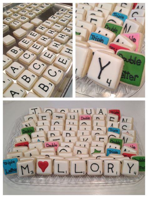 Scrabble Wedding, Pie Decoration, Royal Iced Cookies, Sugar Cookie Royal Icing, Cookie Games, Family Fun Night, Gourmet Cookies, Edible Printing, Pretty Cookies