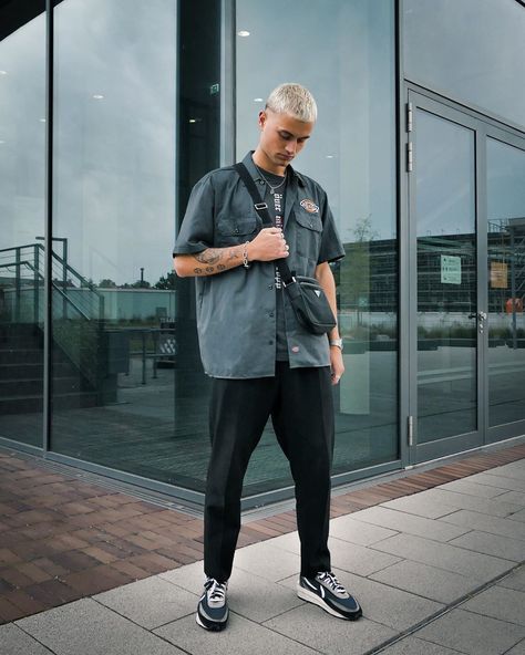 Robert Friedrichs on Instagram: “Fit ⬇️ Shirt: @dickies Clintondale Hemd T-Shirt: @cheapmonday Cross Shirt Pants: @weekdayofficial Thriller Suit Jogger  Shoes: @nike…” Dickies Work Shirt Outfit Men, Dickies Shirt Outfits Men, Dickies Work Shirt Outfit, Work Shirt Outfit Men, Work Shirt Outfit, Dickies Work Shirt, Dickies Outfit, Dickies Shirt, Cross Shirt