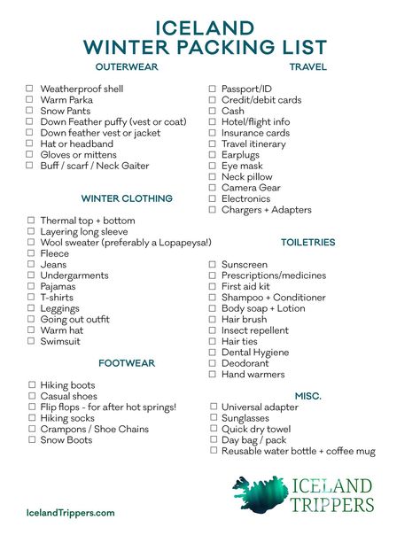 Winter Trip Packing List, Winter Travel Packing, Iceland Packing List, Iceland Packing, Feather Vest, Winter Packing List, Iceland Winter, Iceland Vacation, Things To Pack