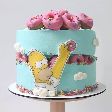 Homer Donut, Bolo Simpsons, Simpsons Cake, Rodjendanske Torte, Donut Cake, Cake Wrecks, Cake Buttercream, Torte Cupcake, Gateaux Cake