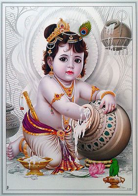 Baby Krishna - POSTER (Exclusive Glossy Paper 13"x18") Desi Drawing, Krishna Cute, Krishna Poster, Krishna Baby, Krishna Avatar, Bal Gopal, Cute Image, Shree Krishna Wallpapers, Krishna Wallpapers