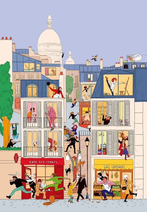 City Illustration Art, German Illustration, Le Pigeon, Dutch Uncle, Harley Quinn Artwork, City Of Paris, Spanish Painters, Hollywood Film, Website Design Layout