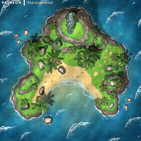 Island Dnd Map, Dnd Island Map, Saltmarsh Maps, Dnd Ocean, Heart Island, Maps Rpg, Mermaid Island, Mermaid Statue, Coral Castle