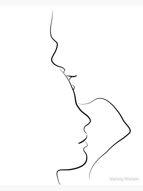 "Forehead Kiss Line Art Drawing" Canvas Print by Odyanne | Redbubble Desenio Prints, Kiss Line Art, Holding Drawing, Kiss Poster, Art Abstrait Ligne, Forehead Kiss, Drawing Canvas, Couple Drawing, Men Tattoos